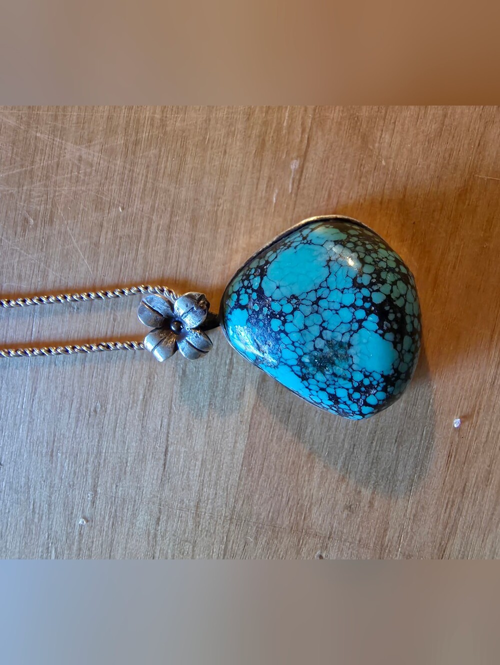 Turquoise Sterling Pendant With Choker Chain